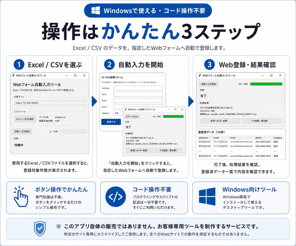 Excel・CSVからWeb入力を自動化します 繰り返しフォーム入力をWindowsツールで効率化 イメージ4