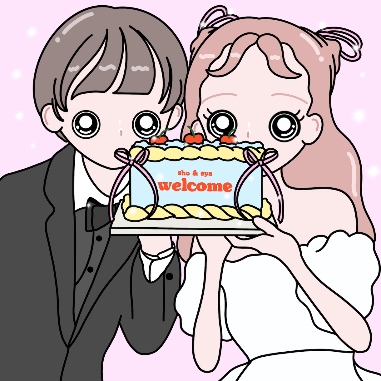 ウェルカムボード.席札.タグ結婚式イラスト描きます 修正無制限◎2人らしさをポップで可愛いイラストにします！ イメージ6