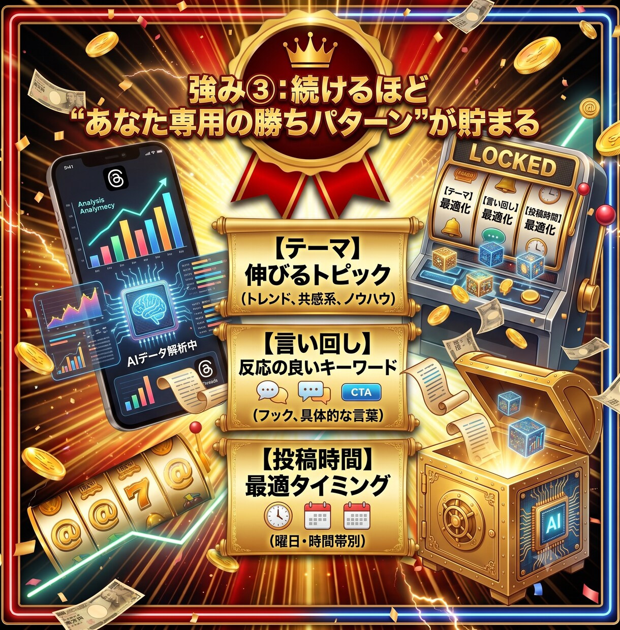 丸投げOK｜スレッズ毎日5投稿をAIで自動化します 投稿作成から分析・改善まで自動。続けるほど伸びる仕組みに イメージ5