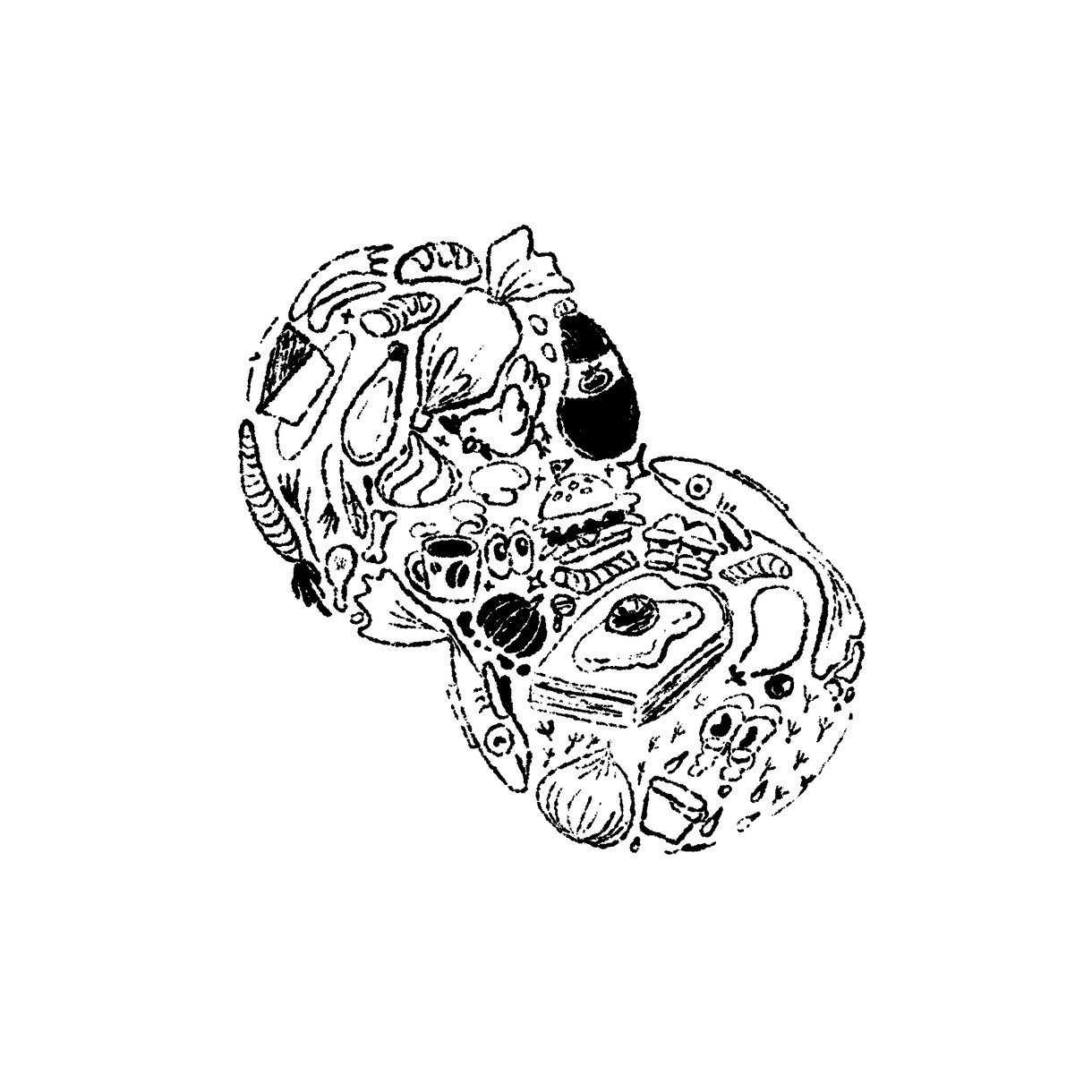 ポップな手描きイラスト描きます 好きなものをぎゅっと詰め込む、ごちゃかわイラストです。 イメージ4