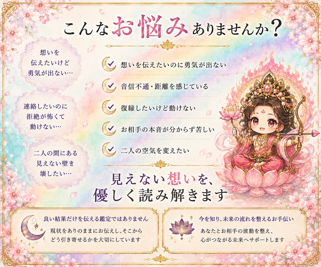 愛染明王で思念伝達✦大好きなあの人へ想いを届けます 【復縁・片思い・複雑愛・断縁】相手の潜在意識を霊視し思念注入 イメージ2