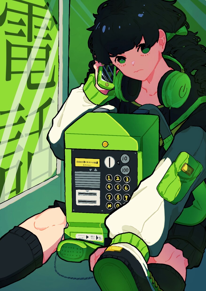 電話をモチーフにしたイラストを提供します アイコン、ヘッダー等、プレゼントにも使用できます イメージ1