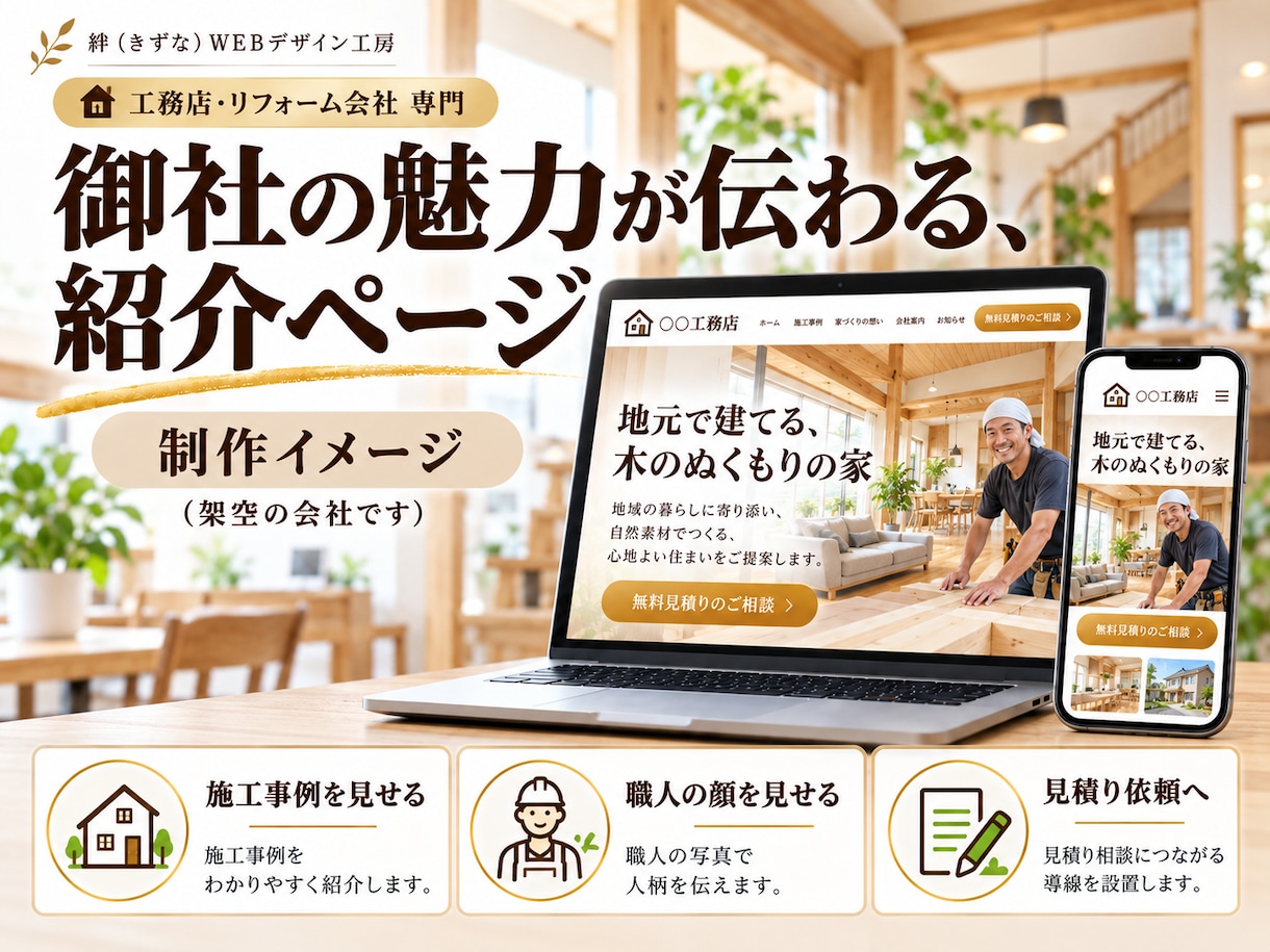 工務店・リフォーム専門｜施工事例LPを作ります 施工事例と口コミで信頼を伝える｜原稿ゼロで丸投げOK イメージ4