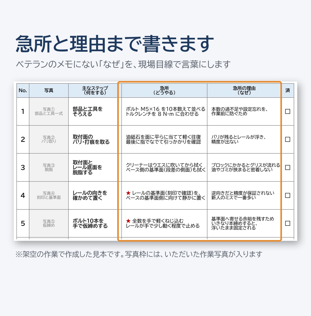 製造業の作業手順書を写真付きで作成します 新人教育に使えるA4・1枚｜Excel＋PDFで納品 イメージ2