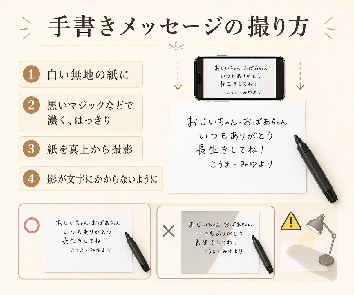 敬老の日に写真と手書きを本革トレイに刻印します 孫の「ありがとう」を、ずっと残せる敬老の日ギフトに イメージ8