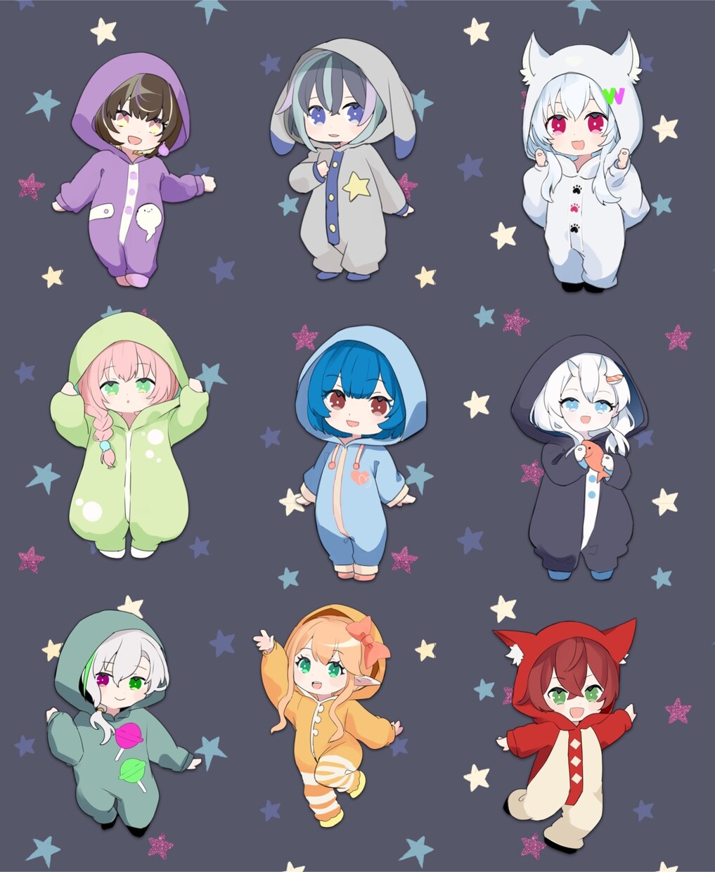 着ぐるみパジャマなミニキャラ描きます 着ぐるみパジャマを着たミニキャラを書かせて頂きます！ イメージ2