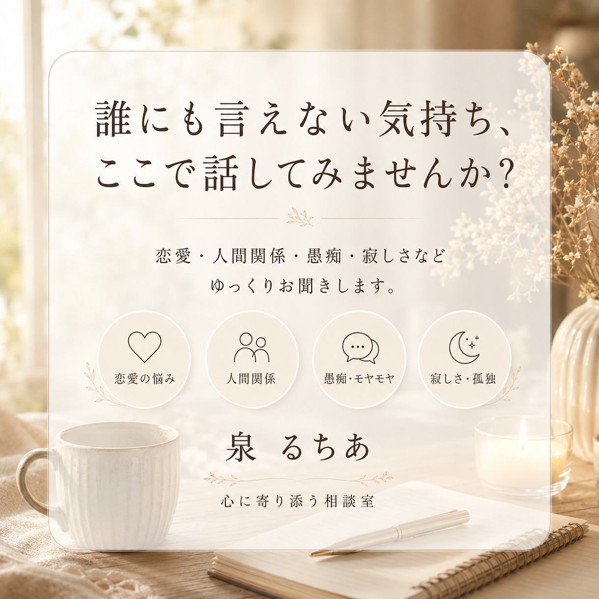 ちゃんと話を聞いて！あなたのお話をお聞きします 誰にも言えない愚痴やモヤモヤをやさしくお聞きします イメージ2