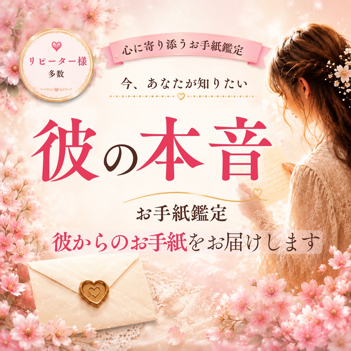 彼の本音♡気になりませんか？お手紙でお届けします 彼が言葉に出来なかった溢れ出す想い、そっと綴ってお渡しします イメージ1