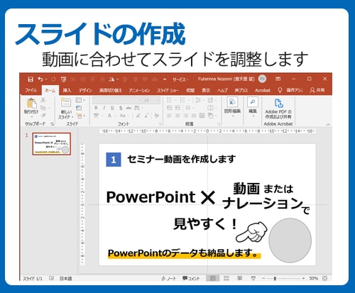 動画にPowerPointの解説を入れます 解説・セミナーをさらに分かりやすく!! イメージ4