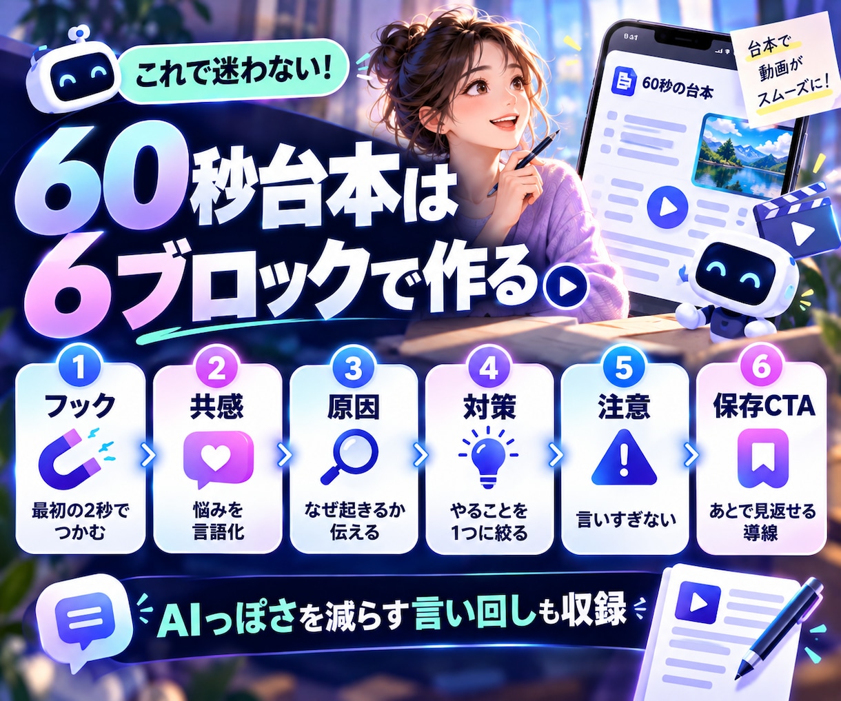 顔出し不要｜AIショート動画量産の仕組みを教えます 投稿を7工程に分け、最初の1本を基準動画として半自動化します イメージ6