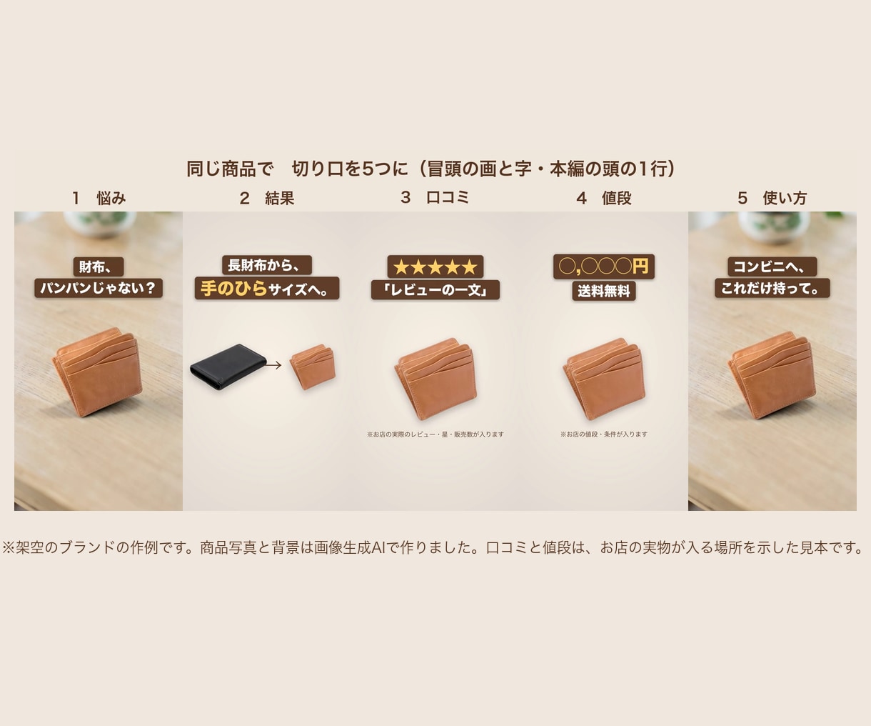 SNS広告動画を5つの切り口×3サイズで作ります 飽きられる前に、切り口の違う5本を用意 イメージ2