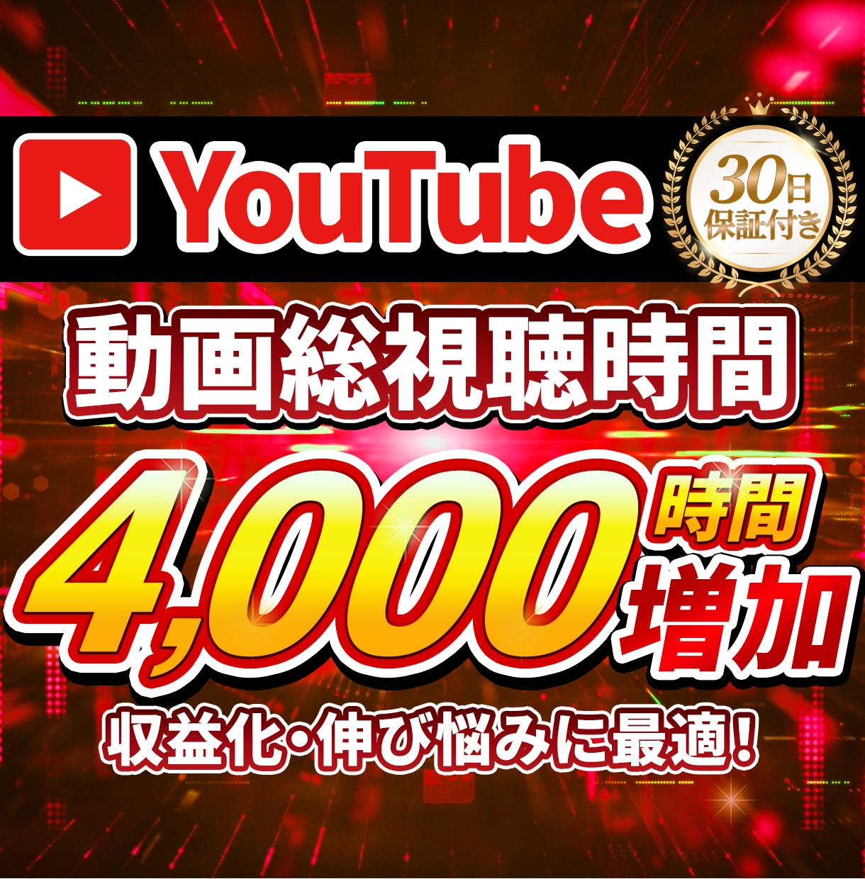 YouTube収益化！視聴1000時間〜増やします 【30日補填】3分動画から対応可能！※別途料金 イメージ1