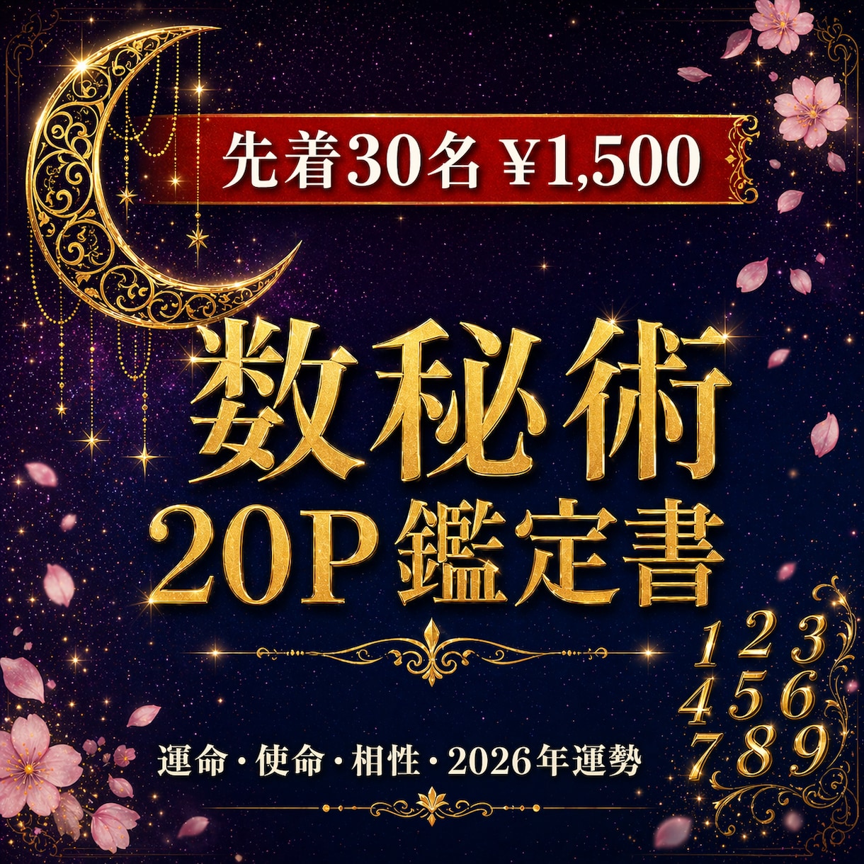 先着30名¥1,500：数秘術20P本格鑑定します ピナクル・9年サイクル・月運完備の本格PDF鑑定書 イメージ1