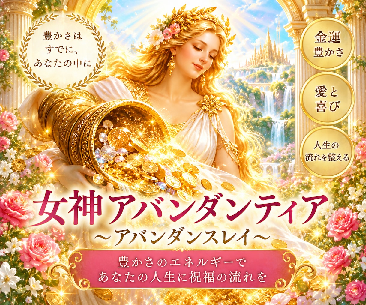 女神アバンダンティアの光で豊かさの流れをひらきます 愛・喜び・金運も。豊かさを受け取る私へ イメージ1