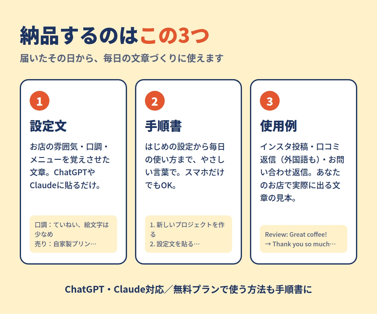 お店のインスタ投稿と口コミ返信AIを作ります 英語・中国語の口コミにも対応｜パソコン苦手OK イメージ2