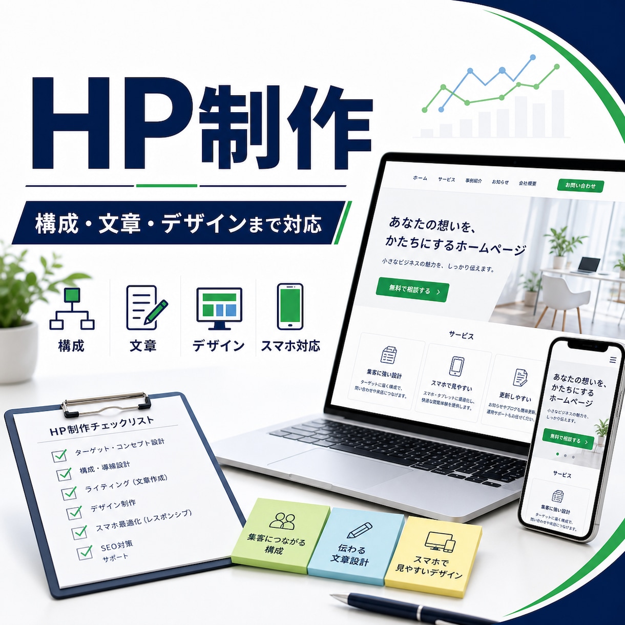 ホームページを低価格で制作します 構成・文章・デザインまでまとめて対応 イメージ1