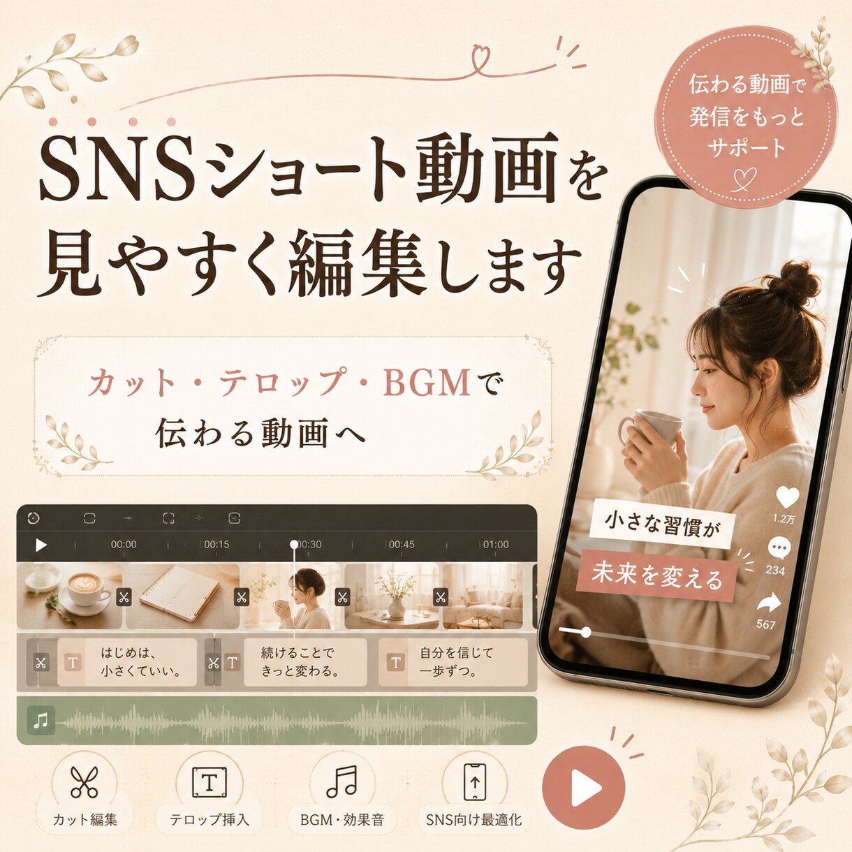 動画作成、動画編集（テロップなど）します あなたの想いを動画(かたち)にする動画クリエイター イメージ1