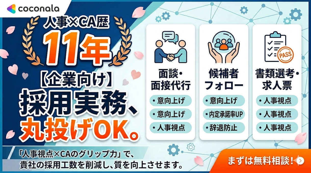 人事×CA歴11年！幅広い業界で転職を支援します 美容・飲食・販売の経験を武器に！人事×CAが内定まで伴走 イメージ1