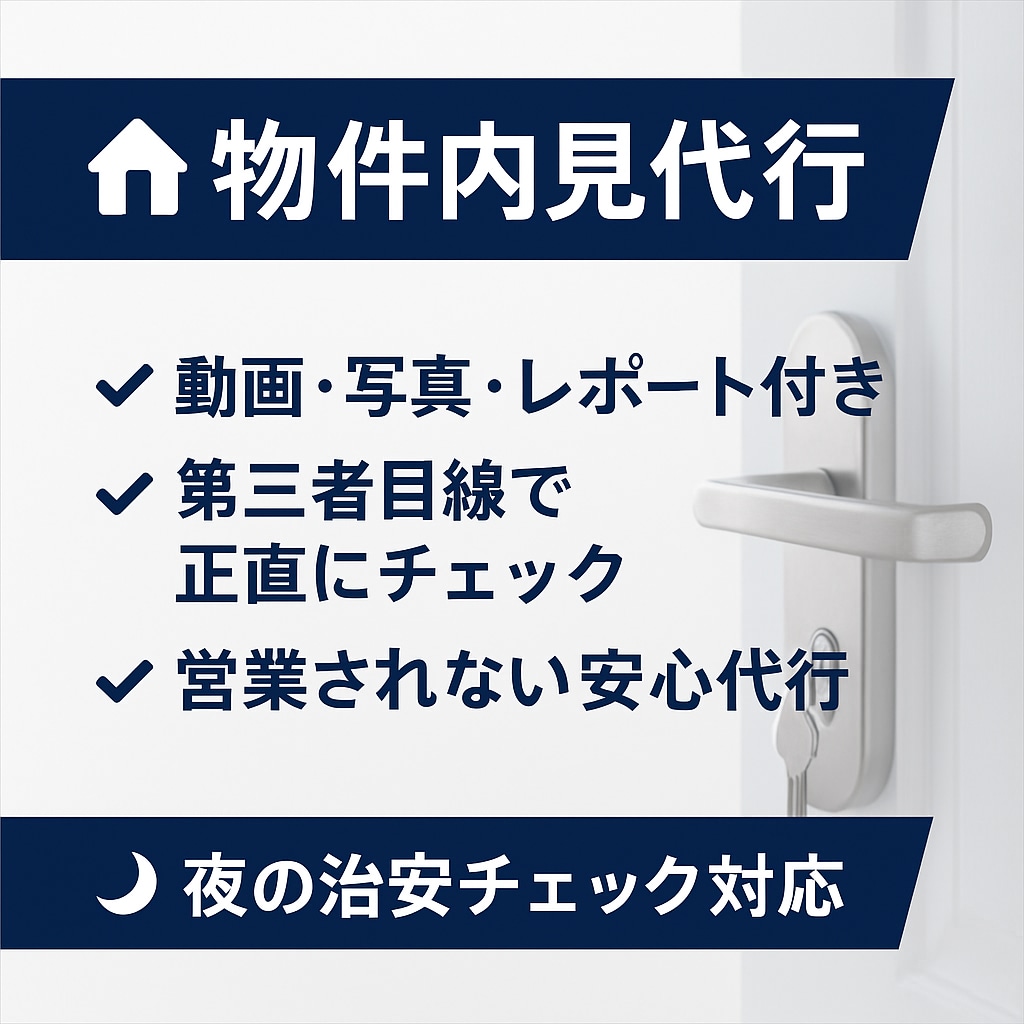 賃貸物件の内見代行｜第三者として正確に報告します 現地で撮影・確認・質問までしっかり代行 イメージ1