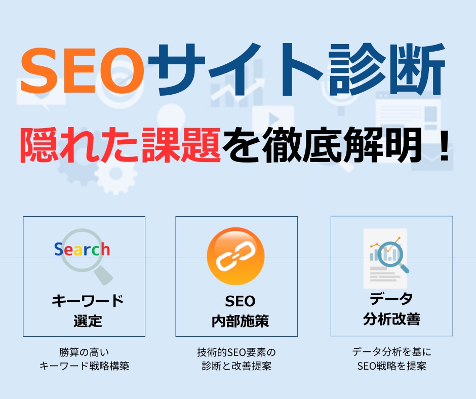 お手頃SEO診断で問題発見→解決支援します 見落としていた改善ポイントをプロの目で徹底発掘 イメージ1