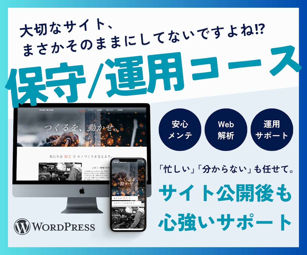 リピーター様専用！サイトの保守・運用します メンテナンスが不安な方/運用を効果的にしたい方への２コース イメージ1