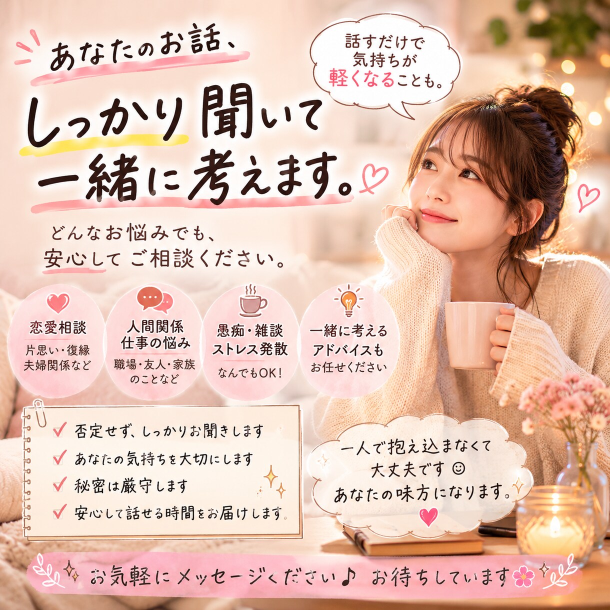アドバイスします あなたのお悩み、一緒に考えます♪ イメージ1