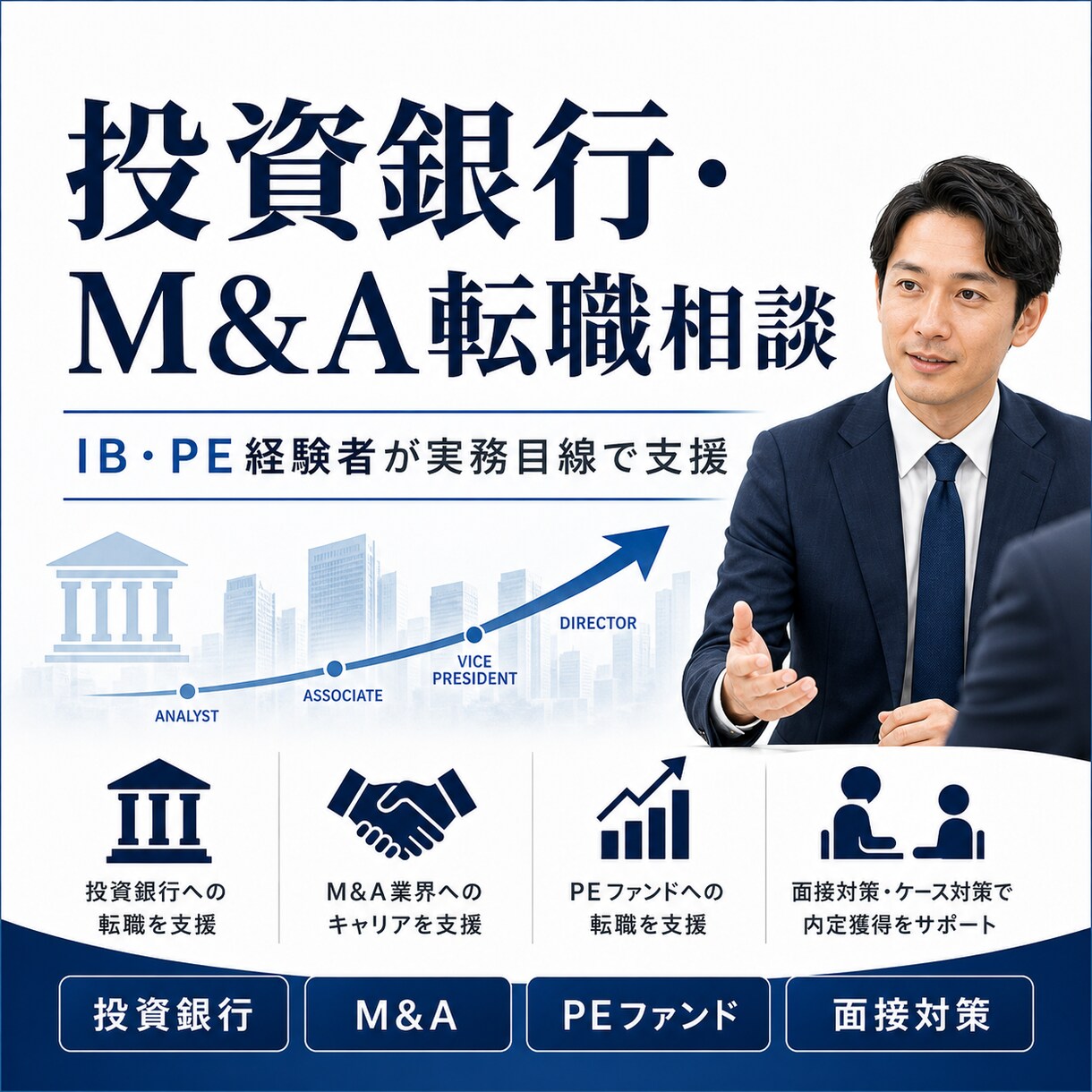 投資銀行・M&A転職相談ます IB・PE経験者が実務目線で支援 イメージ1