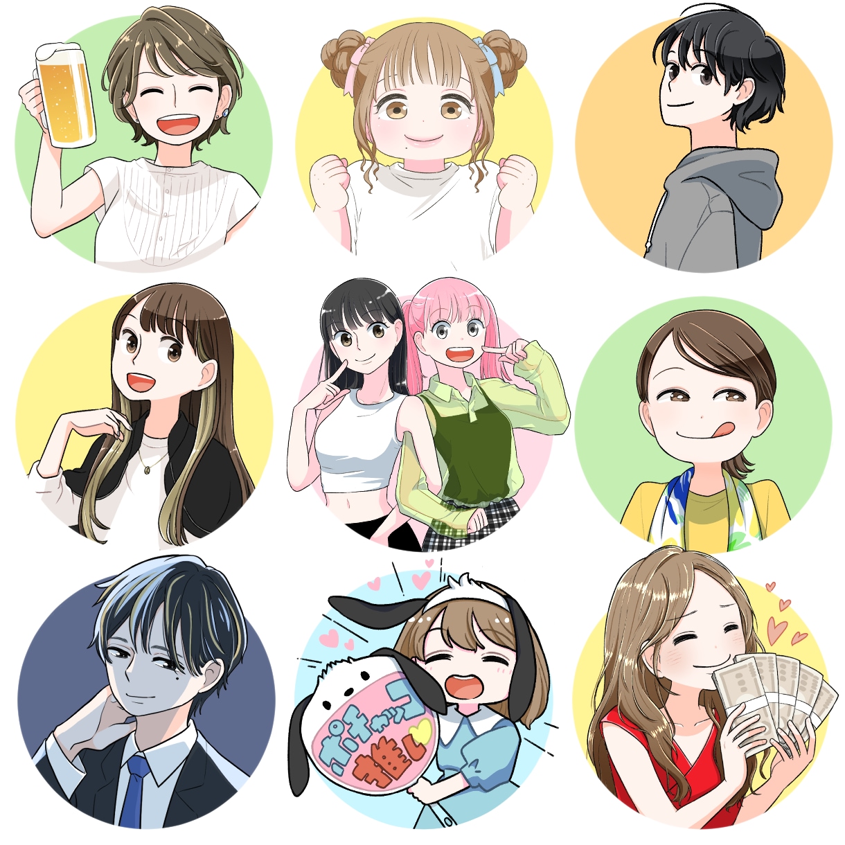 ラフ修正無制限！かわいく個性的なアイコンを描きます ビジネスにも◎ ペット追加、人物追加なども追加料金なしです！ イメージ5
