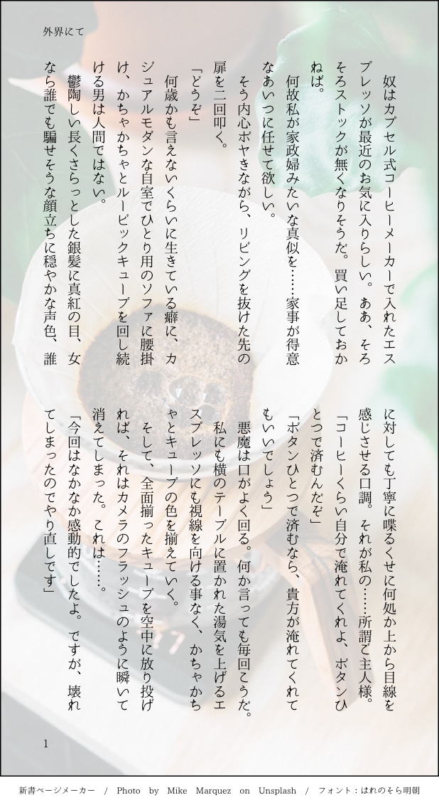 お好みの小説書きます あなたの好みの小説を書きます。夢小説も可。 イメージ2