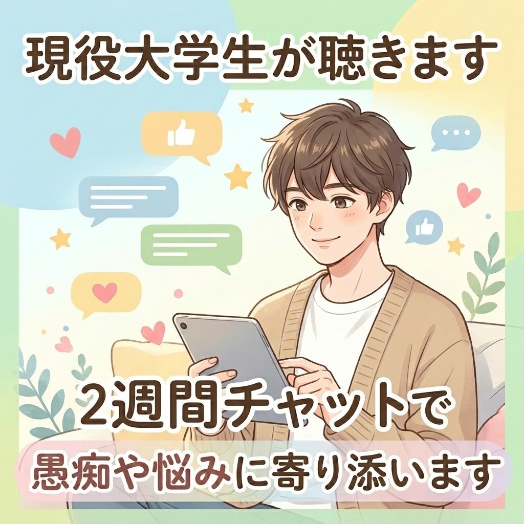 チャットであなたの愚痴や相談聞きます 【2週間】現役看護大学生が優しく悩みを受け止めます。 イメージ1