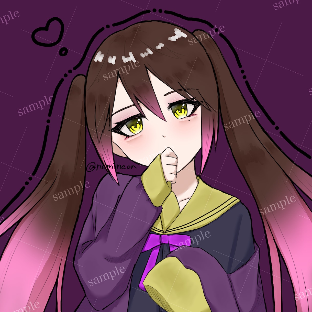 病みかわ系の女の子のアイコン描きます 夜の少しダークな雰囲気が好きな人にお気に入りの一枚を イメージ1