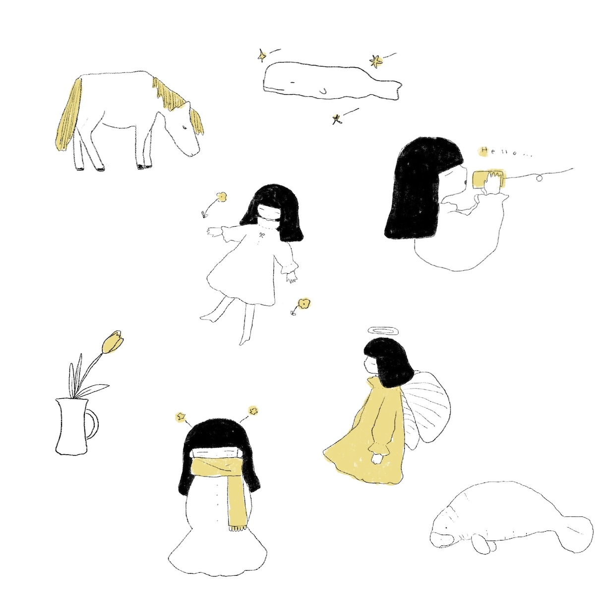 ゆるっとシンプルかわいいイラストをお描きします ゆるっとした手書き風のいやされるシンプルなイラスト イメージ1