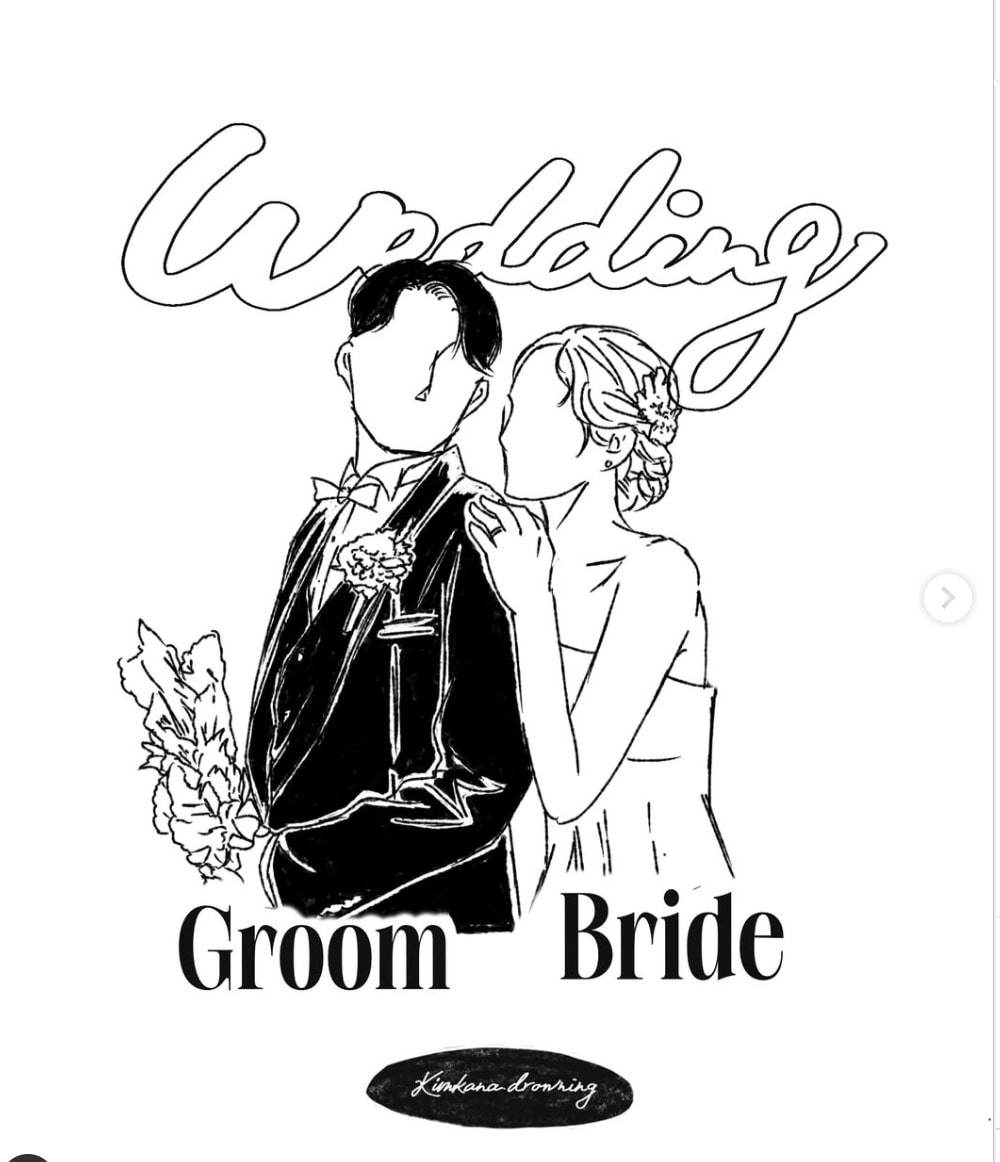 韓国っぽなオシャレ線画似顔絵を制作します ウェディング小物や、待ち受け、アイコンにもおすすめです！ イメージ2