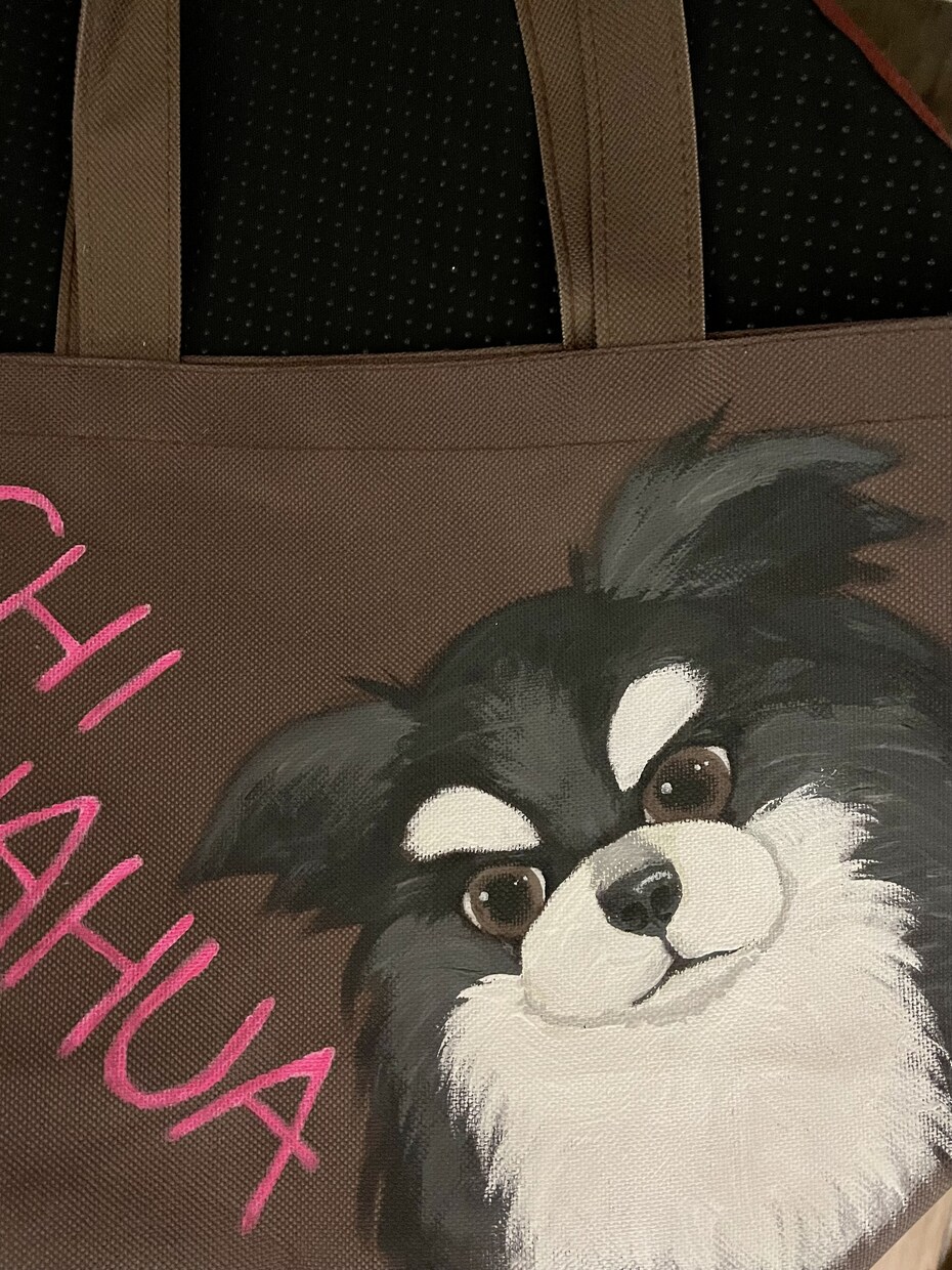 わんこの似顔絵お散歩トートバッグをつくります 愛犬のお名前入りトートバッグでお散歩が3倍楽しくなるかも イメージ1