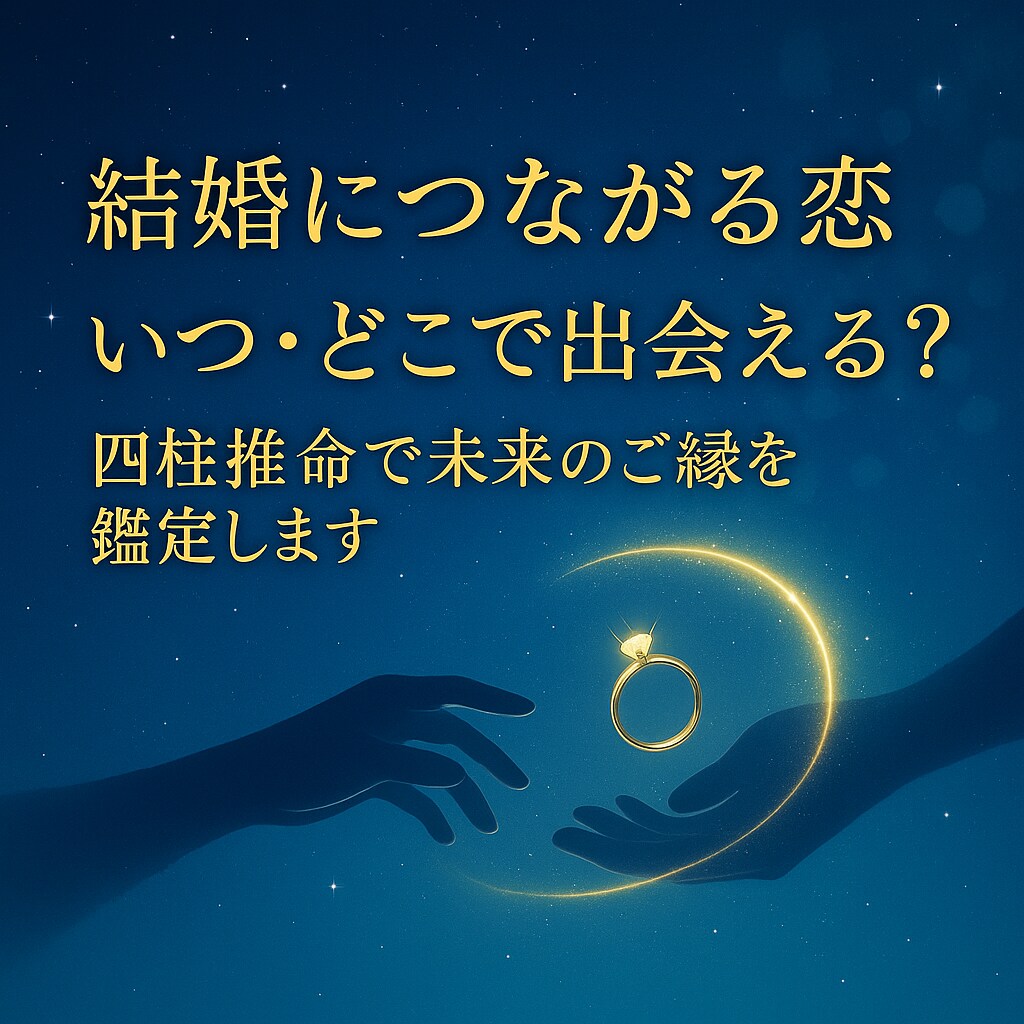 結婚につながる恋、 いつ・どこで出会えるか占います あなたの運命を四柱推命で完全鑑定！ イメージ1