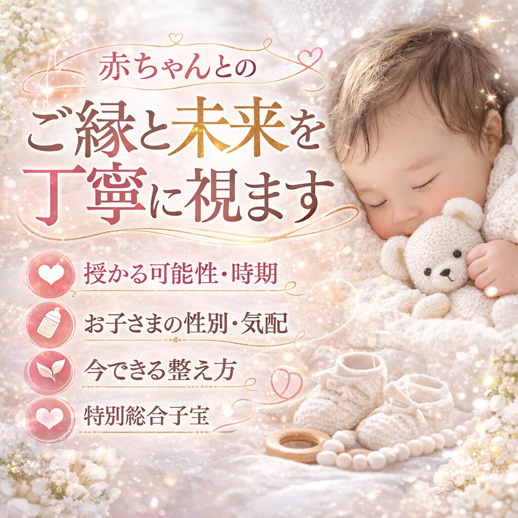 子どもを授かる流れと時期を霊視します 授かる可能性、ご縁の強さ、今整えるべきことを丁寧に視ます イメージ1