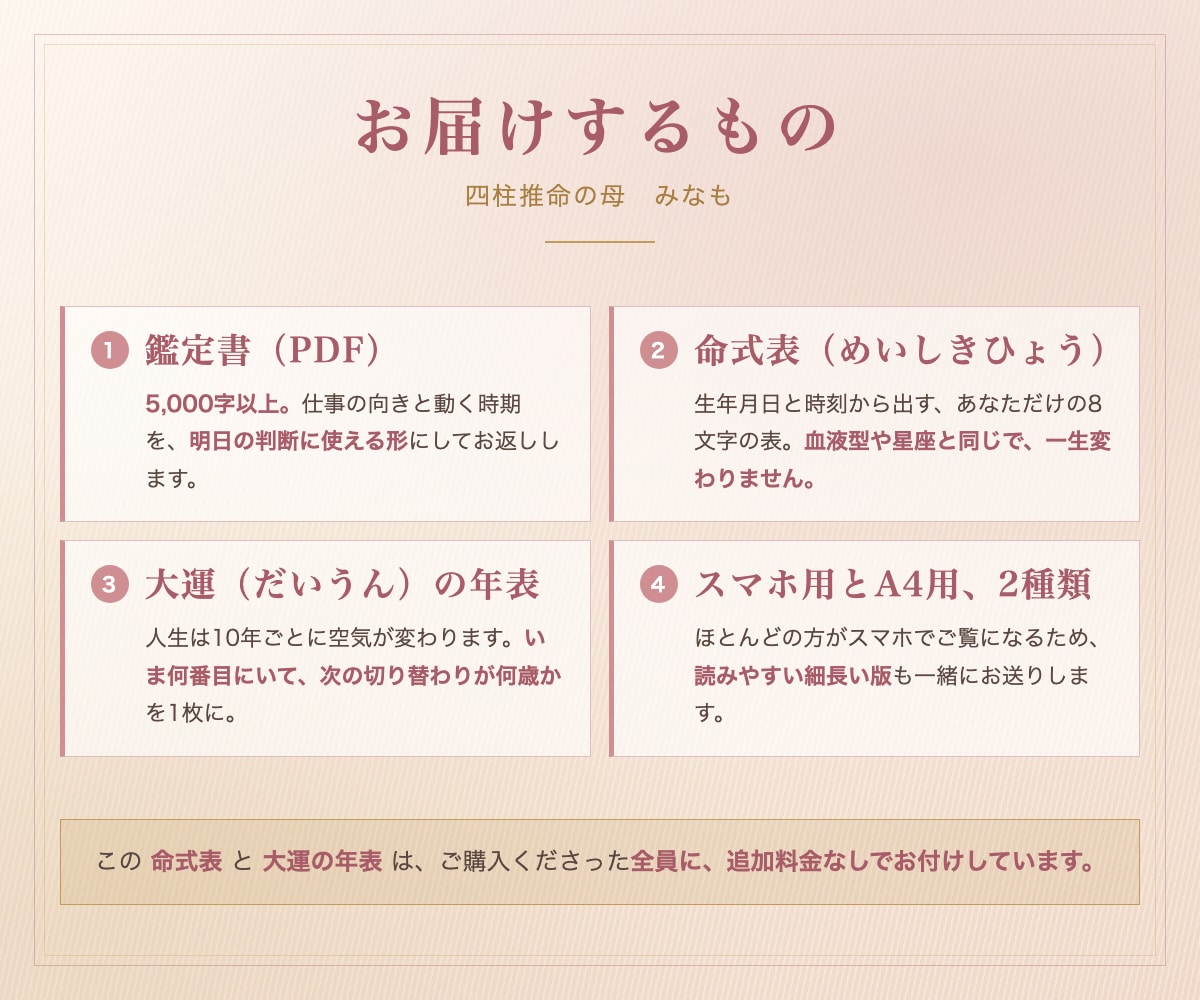 仕事運｜四柱推命｜転職の適性と動く時期を出します 向いていないのか、時期が違うだけなのか イメージ2