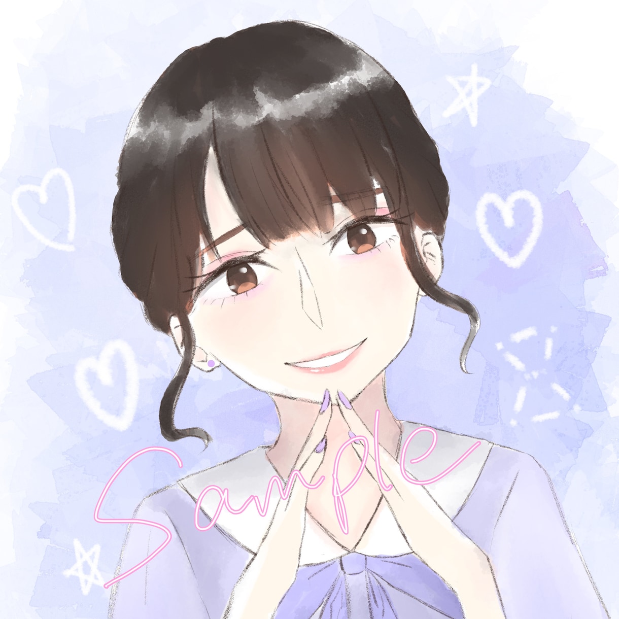 オリジナルのSNSアイコン作成いたします 男女ともに対応できます。女の子と水彩風の淡い塗りが得意です！ イメージ1