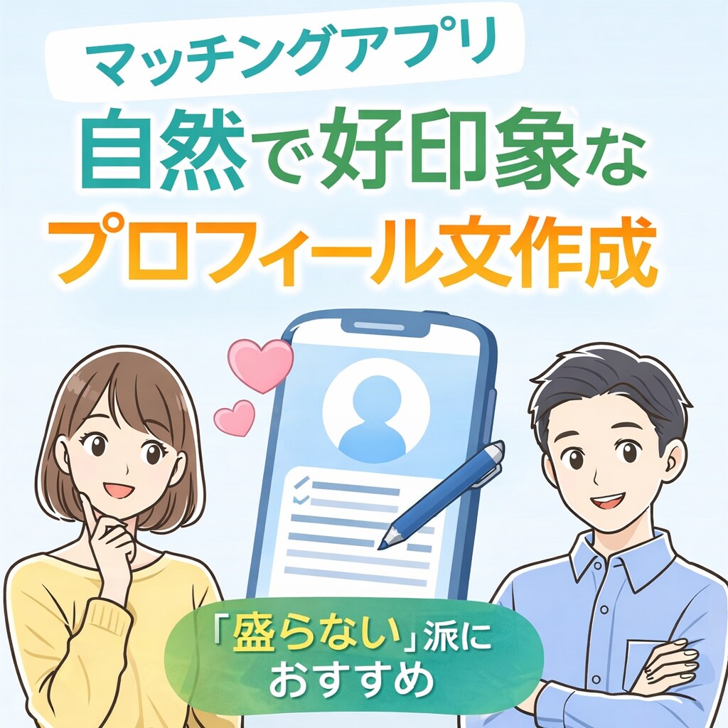 マッチングアプリ｜自然で好印象なプロフ作成します 何を書けばいいかわからない方へ イメージ1