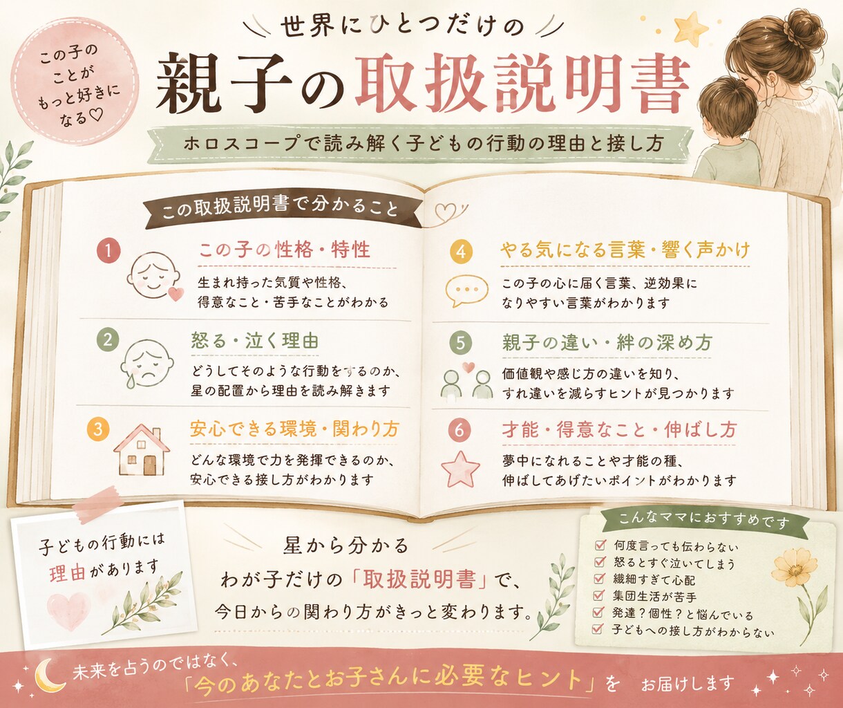 子どもの性格接し方が分かる親子の取扱説明書作ります 子どもの才能・性格・接し方をホロスコープで読み解きます。 イメージ2
