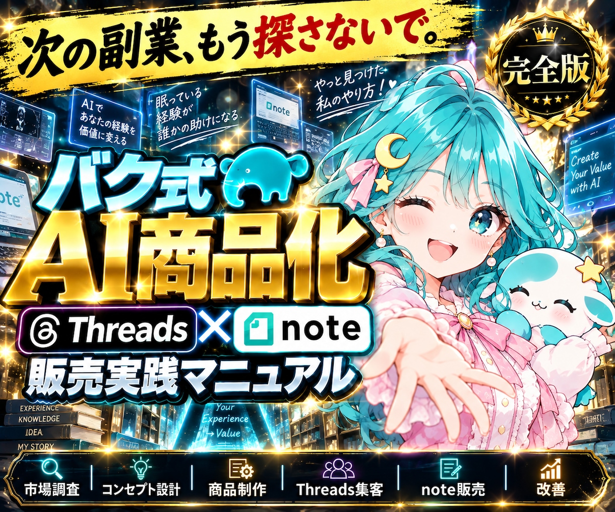 AI商品化×Threads×note販売を学べます 初心者向け｜副業マニュアル｜ゼロイチ｜AI自動化｜在宅ワーク イメージ1