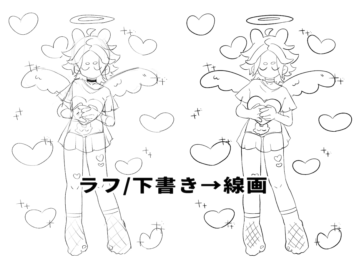 ラフ・下描きから線画描き起こしします イラスト・漫画対応｜あなたのラフを線画に仕上げます。線画代行 イメージ5