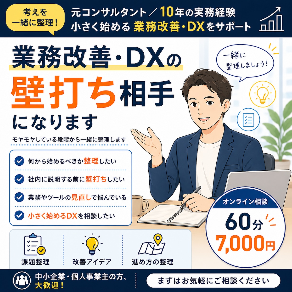 事業・業務のデジタル化を一緒に整理しますます 小さく始める業務改善から事業のデジタル化にまで壁打ちします イメージ1