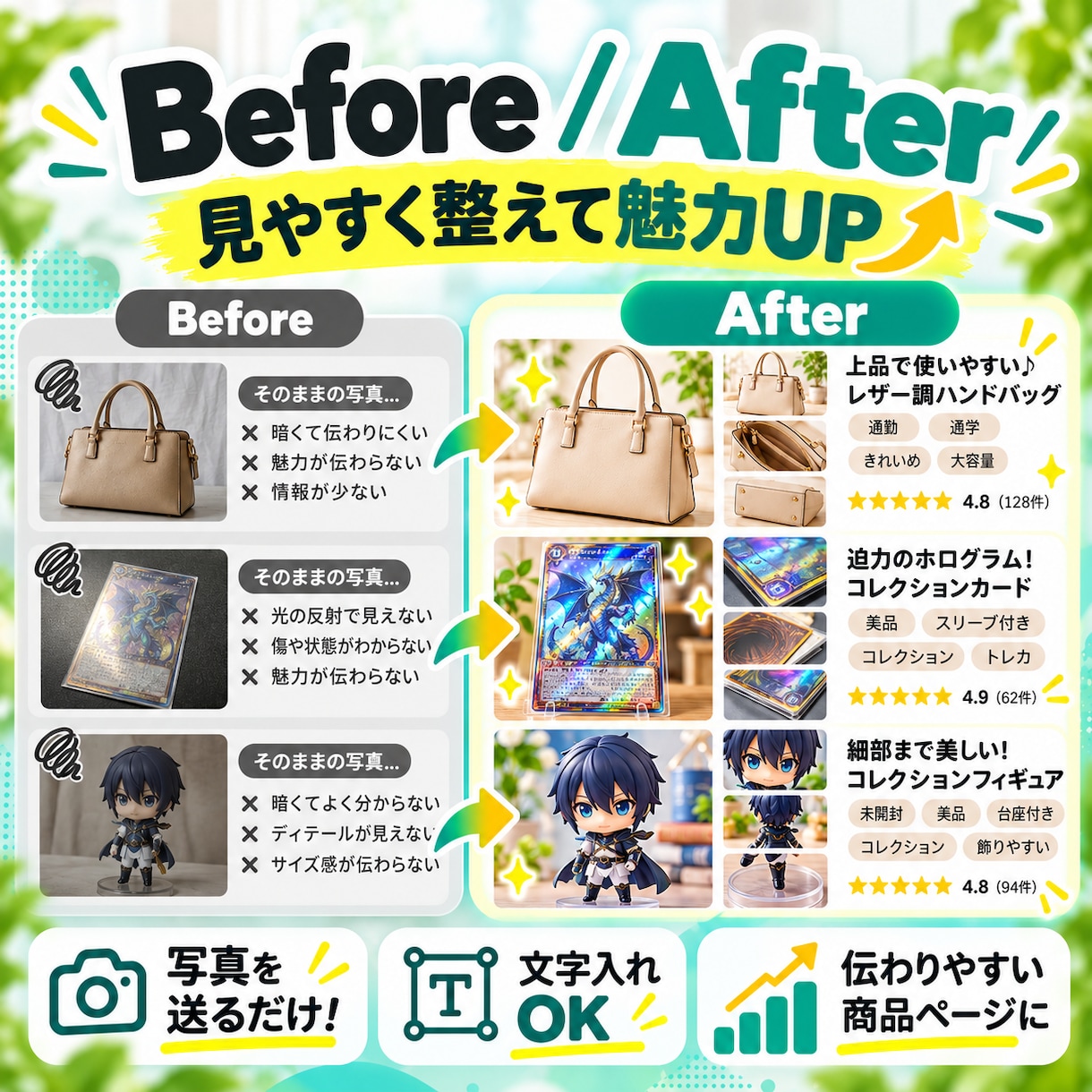 フリマ・EC用の商品画像を作成しますます 写真を送るだけ！画像・タイトル・説明文まで対応 イメージ2