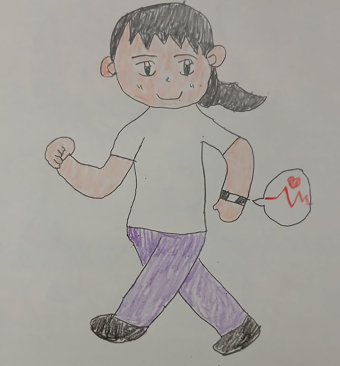 万歩計をつけて運動しています 朝に万歩計を付けてウォーキングする女性 イメージ1