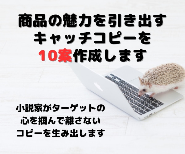 商品の魅力を引き出すキャッチコピーを10案作ります 小説家がターゲットの心を掴んで離さないコピーを生み出します イメージ1
