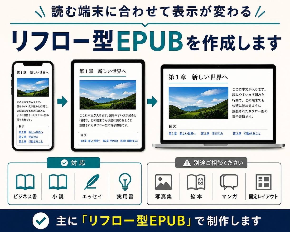 Kindle出版用EPUBを縦書き対応で作成します 縦書き・装飾・画像・リンク対応｜KDPへ直接入稿 イメージ5