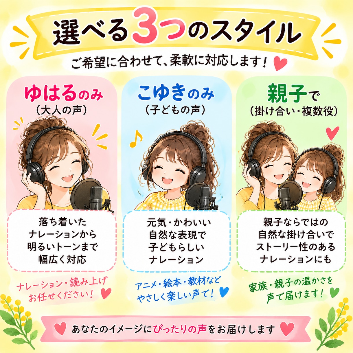 プロ母＆小5娘が親子でナレーションします プロの話し手×子役レッスン経験の娘が声を届けま イメージ2