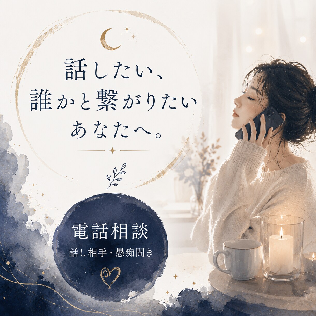 話したい気持ちや愚痴をゆっくり電話でお聞きします 話すことで、今の気持ちを軽くしてみませんか イメージ1