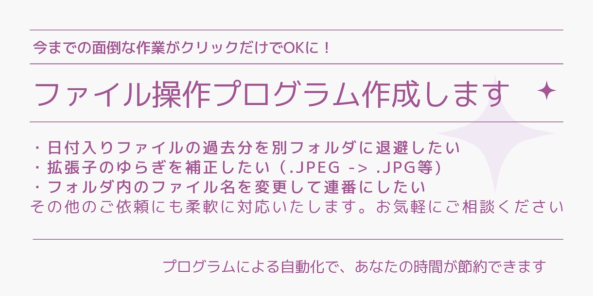 ファイル操作プログラム作成します ファイルポチポチクリックから解放されましょう イメージ1